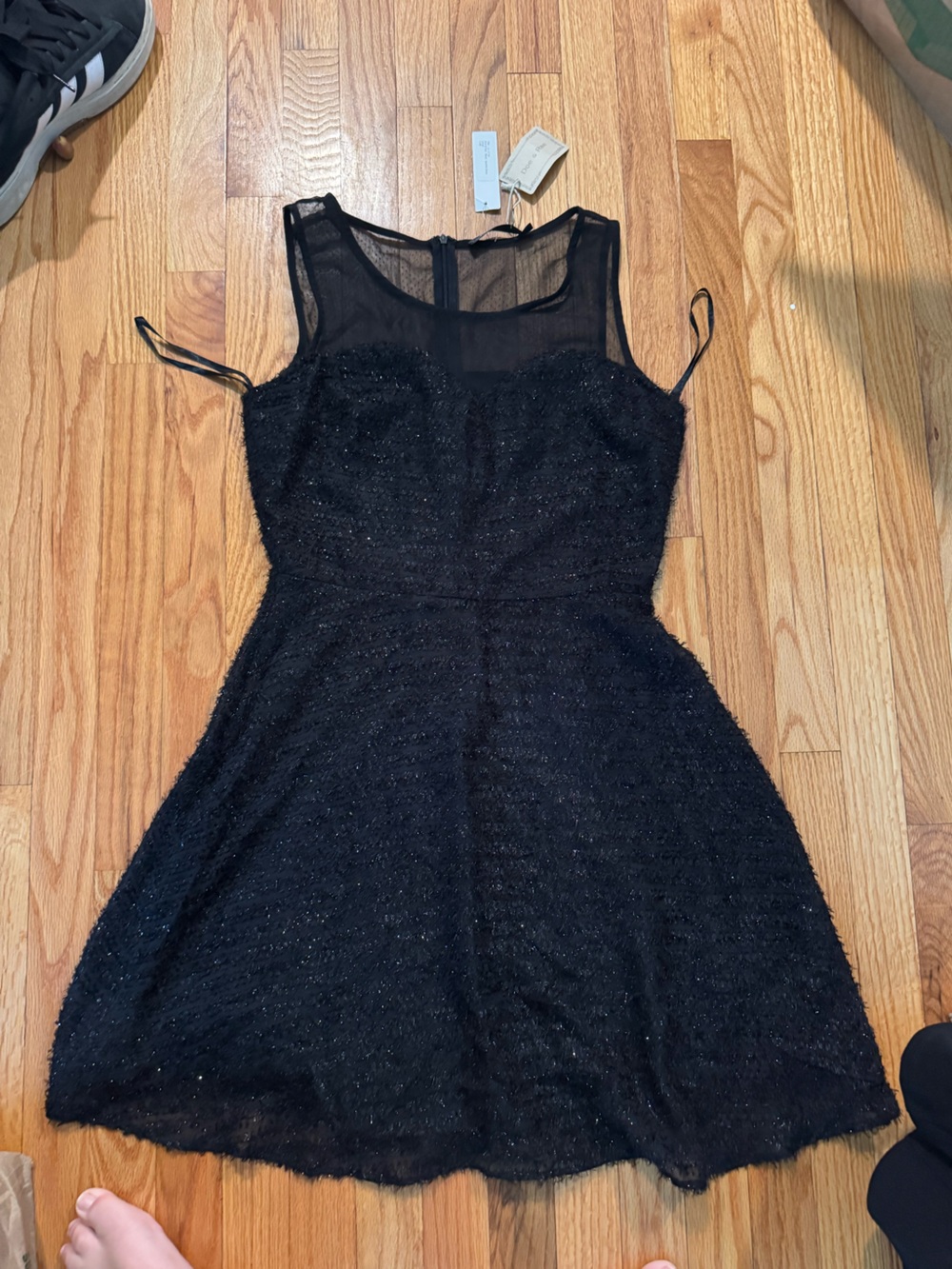 Doe & Rae Black Sparkle Mesh Midi Dress